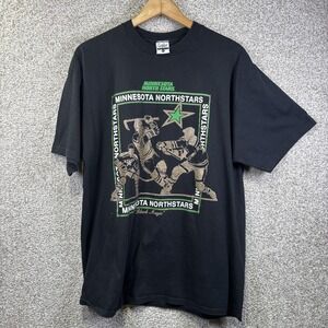 Vintage Minnesota North Stars Shirt Mens XL Black NHL Hockey Jerzees USA 90s